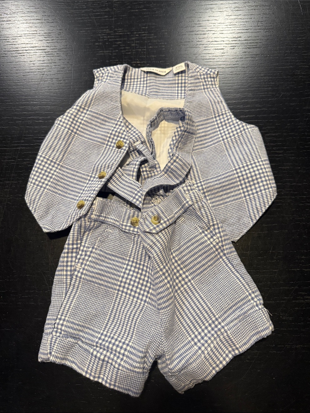 Janie and Jack Blue Plaid Vest and Shorts Set - Picture 1 of 3